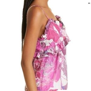 Isla and White Floral Ruffle Women's Tank